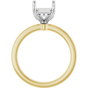 14K Yellow/White Gold 10x7 mm Emerald .05 CTW Natural Diamond Semi-Set Engagement Ring
