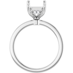 14K White Gold 10x7 mm Emerald 1/10 CTW Lab-Grown Semi-Set Daimond Engagement Ring