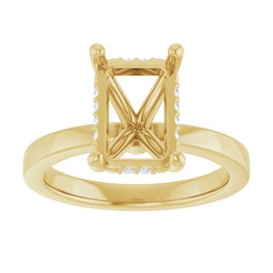 14K Yellow Gold 10x7 mm Emerald .05 CTW Natural Diamond Semi-Set Engagement Ring