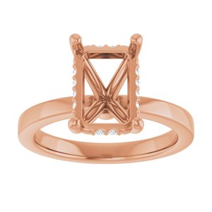 14K Rose Gold 10x7 mm Emerald .05 CTW Natural Diamond Semi-Set Engagement Ring