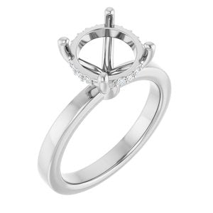14K White Gold 9.4 mm Round .05 CTW Natural Diamond Semi-Set Engagement Ring