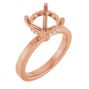 14K Rose Gold 9.4 mm Round 1/10 CTW Lab-Grown Semi-Set Daimond Engagement Ring