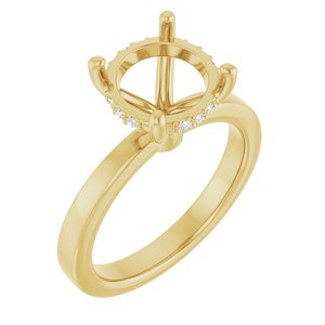 14K Yellow Gold 9.4 mm Round .05 CTW Natural Diamond Semi-Set Engagement Ring