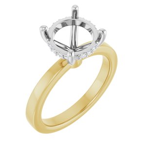 14K Yellow/White Gold 9.4 mm Round 1/10 CTW Lab-Grown Semi-Set Daimond Engagement Ring