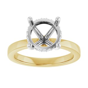 14K Yellow/White Gold 9.4 mm Round 1/10 CTW Lab-Grown Semi-Set Daimond Engagement Ring