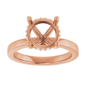 14K Rose Gold 9.4 mm Round .05 CTW Natural Diamond Semi-Set Engagement Ring
