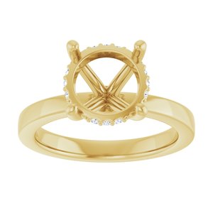 14K Yellow Gold 9.4 mm Round 1/10 CTW Lab-Grown Semi-Set Daimond Engagement Ring
