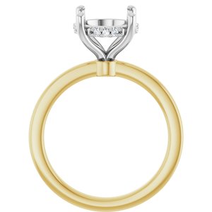 14K Yellow/White Gold 9.4 mm Round 1/10 CTW Lab-Grown Semi-Set Daimond Engagement Ring