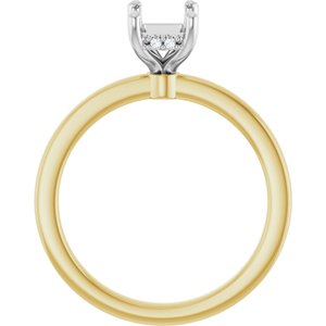 14K Yellow/White Gold 7x5 mm Emerald .04 CTW Natural Diamond Semi-Set Engagement Ring