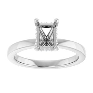 Platinum 7x5 mm Emerald .04 CTW Lab-Grown Semi-Set Daimond Engagement Ring