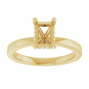 14K Yellow Gold 7x5 mm Emerald .04 CTW Lab-Grown Semi-Set Daimond Engagement Ring