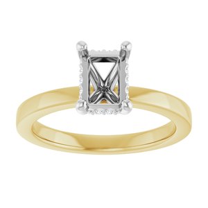 14K Yellow/White Gold 7x5 mm Emerald .04 CTW Natural Diamond Semi-Set Engagement Ring