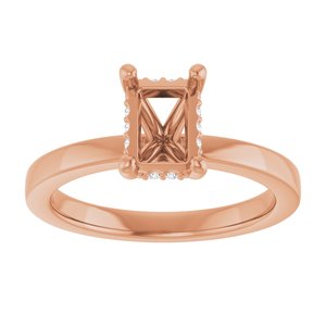 14K Rose Gold 7x5 mm Emerald .04 CTW Natural Diamond Semi-Set Engagement Ring