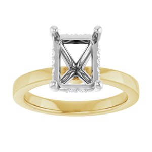 14K Yellow/White Gold 9x7 mm Emerald .08 CTW Lab-Grown Semi-Set Daimond Engagement Ring