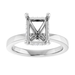 Platinum 9x7 mm Emerald .04 CTW Natural Diamond Semi-Set Engagement Ring