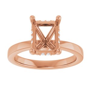 14K Rose Gold 9x7 mm Emerald .04 CTW Natural Diamond Semi-Set Engagement Ring
