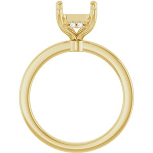 14K Yellow Gold 9x7 mm Emerald .04 CTW Natural Diamond Semi-Set Engagement Ring