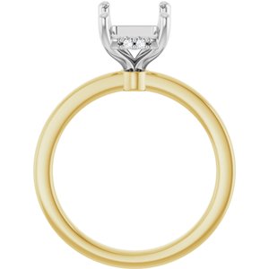 14K Yellow/White Gold 9x7 mm Emerald .04 CTW Natural Diamond Semi-Set Engagement Ring