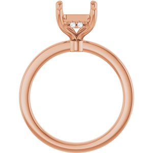 14K Rose Gold 9x7 mm Emerald .04 CTW Natural Diamond Semi-Set Engagement Ring