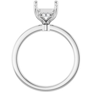 Platinum 9x7 mm Emerald .04 CTW Natural Diamond Semi-Set Engagement Ring