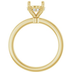 14K Yellow Gold 7 mm Round .03 CTW Natural Diamond Semi-Set Engagement Ring