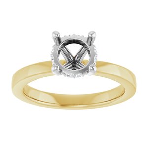 14K Yellow/White Gold 7 mm Round .03 CTW Natural Diamond Semi-Set Engagement Ring