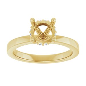 14K Yellow Gold 7 mm Round .03 CTW Natural Diamond Semi-Set Engagement Ring