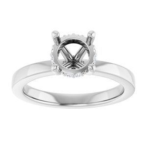 14K White Gold 7 mm Round .03 CTW Natural Diamond Semi-Set Engagement Ring