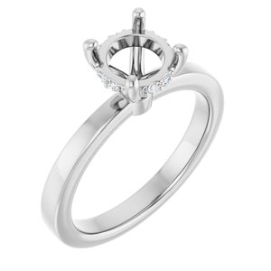 Platinum 7 mm Round .03 CTW Natural Diamond Semi-Set Engagement Ring