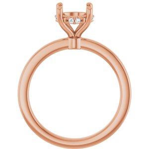 14K Rose Gold 7.4 mm Round .03 CTW Natural Diamond Semi-Set Engagement Ring