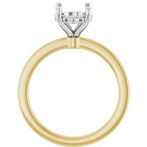 14K Yellow/White Gold 7.4 mm Round .03 CTW Natural Diamond Semi-Set Engagement Ring