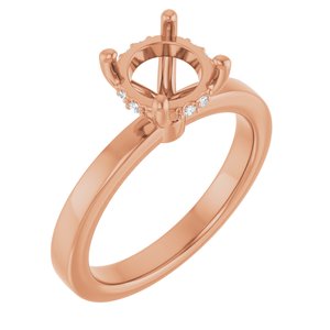 14K Rose Gold 7.4 mm Round .03 CTW Natural Diamond Semi-Set Engagement Ring