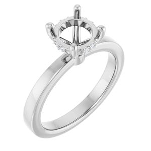14K White Gold 7.4 mm Round .06 CTW Lab-Grown Semi-Set Daimond Engagement Ring