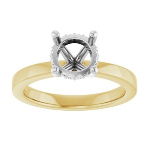 14K Yellow/White Gold 7.4 mm Round .03 CTW Natural Diamond Semi-Set Engagement Ring