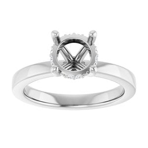 Platinum 7.4 mm Round .03 CTW Natural Diamond Semi-Set Engagement Ring