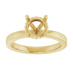 14K Yellow Gold 7.4 mm Round .03 CTW Natural Diamond Semi-Set Engagement Ring