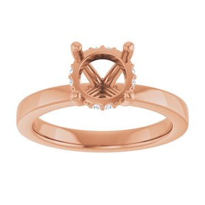 14K Rose Gold 7.4 mm Round .03 CTW Natural Diamond Semi-Set Engagement Ring