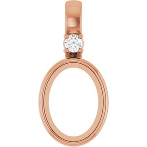 14K Rose Gold 8x6 mm Oval .03 CT Natural Diamond Semi-Set Pendant – image 2