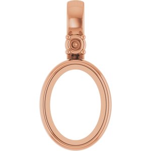 14K Rose Gold 8x6 mm Oval Bezel-Set Cabochon Pendant Mounting – image 2