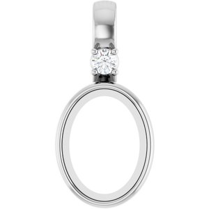 Sterling Silver 8x6 mm Oval .03 CT Lab-Grown Diamond Semi-Set Pendant – image 2
