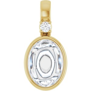 10K Yellow Gold 8x6 mm Oval .03 CT Lab-Grown Diamond Semi-Set Pendant