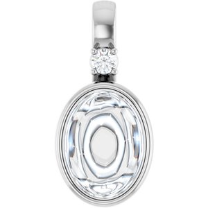 14K White Gold 8x6 mm Oval .03 CT Lab-Grown Diamond Semi-Set Pendant