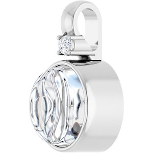 14K White Gold 8x6 mm Oval .03 CT Natural Diamond Semi-Set Pendant – image 3
