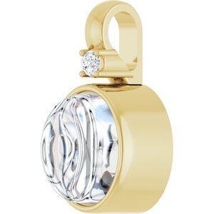 10K Yellow Gold 8x6 mm Oval .03 CT Natural Diamond Semi-Set Pendant – image 3