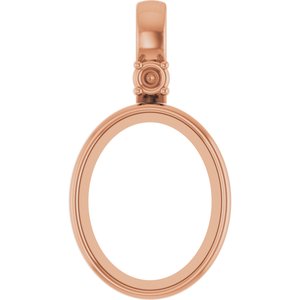 14K Rose Gold 10x8 mm Oval Bezel-Set Cabochon Pendant Mounting – image 2