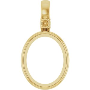14K Yellow Gold 10x8 mm Oval Bezel-Set Cabochon Pendant Mounting – image 2
