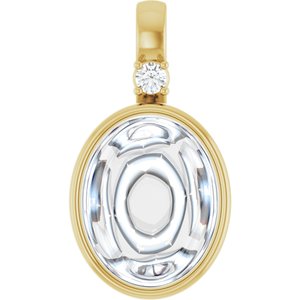 10K Yellow Gold 10x8 mm Oval Bezel-Set Cabochon Pendant Mounting
