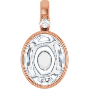 14K Rose Gold 10x8 mm Oval Bezel-Set Cabochon Pendant Mounting
