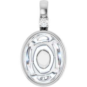 Platinum 10x8 mm Oval Bezel-Set Cabochon Pendant Mounting