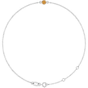 Platinum Natural Citrine Bezel-Set Solitaire 6 1/2-7 1/2" Bracelet